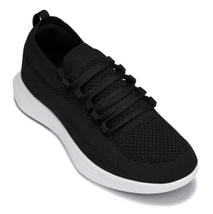 CALTO - QA062 - 2.4 Inches Taller (Black/White Sole) - Lightweight Knitted Sneakers