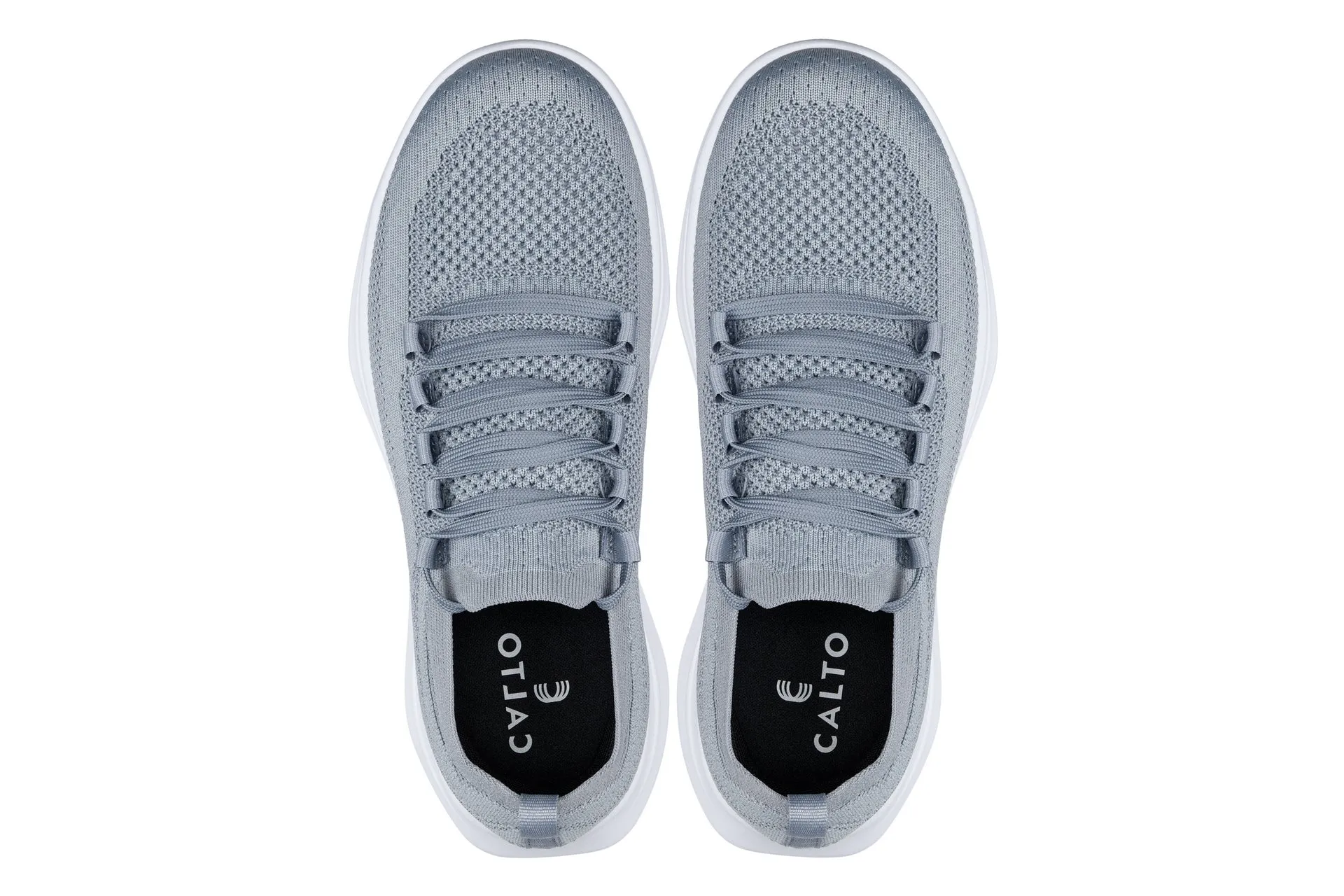 CALTO - QA065 - 2.4 Inches Taller (Grey/White Sole) - Lightweight Knitted Sneakers