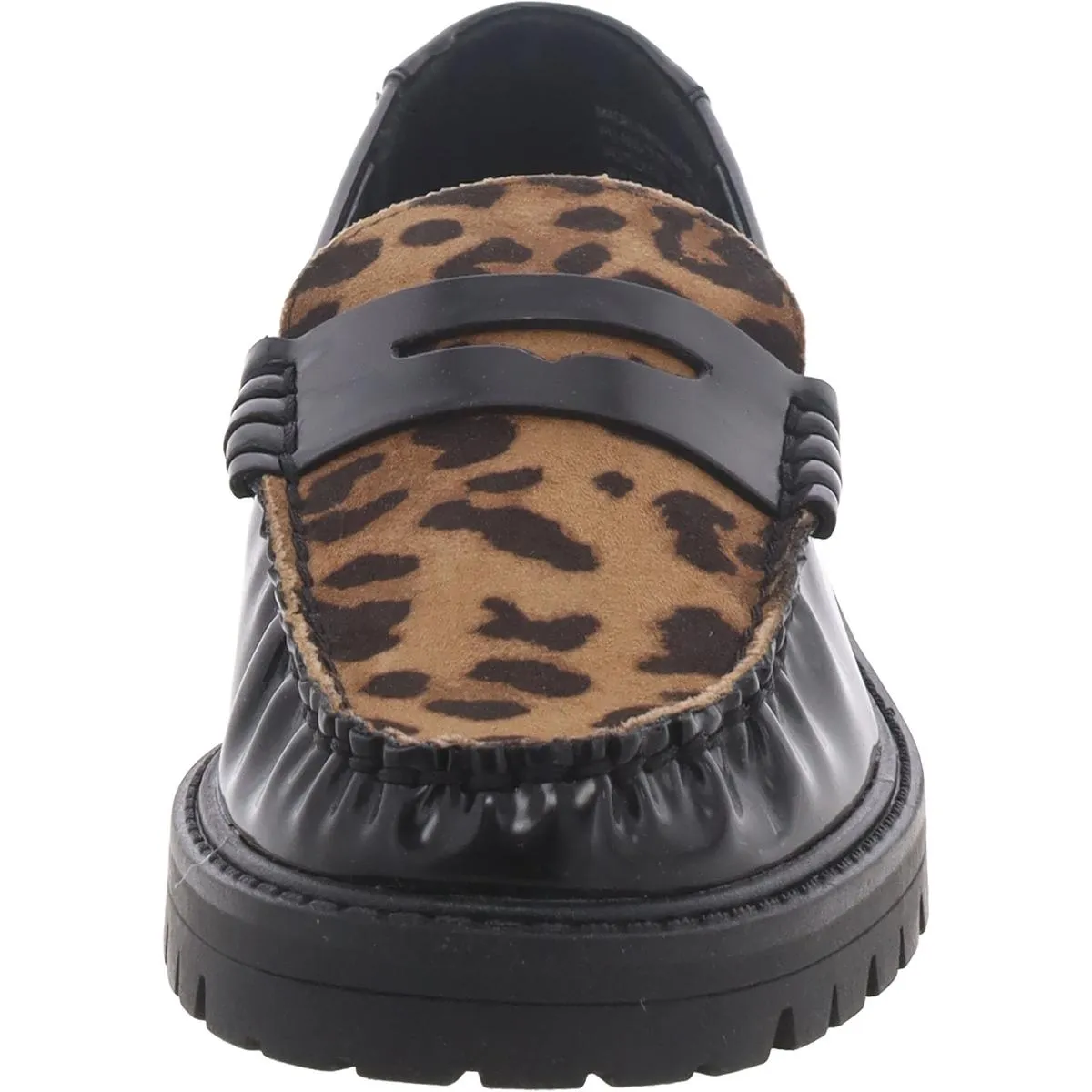 Madelynn Womens Faux Leather Block Heel Loafers