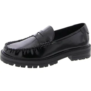 Madelynn Womens Faux Leather Block Heel Loafers